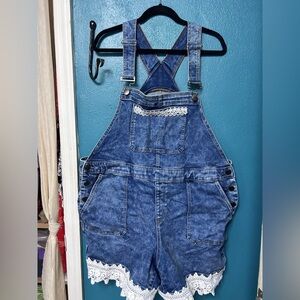 Lane Bryant shorts overalls denim jumper Size 20 added lace - great condition